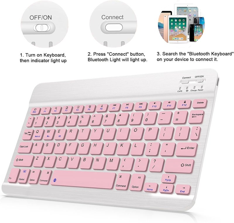 LOOBOAKY Bluetooth Keyboard Compatible with iPad 10th Generation, Rechargeable Portable 10 inch Wireless Keyboard for iPhone, iPad mini, Samsung Tablets Keyboards Ultra-Slim, Travel Office Computer Accessories - Image 2
